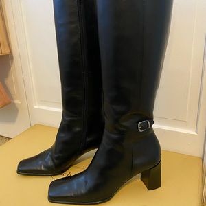 Black leather, heeled boots, Michelle D, size 7